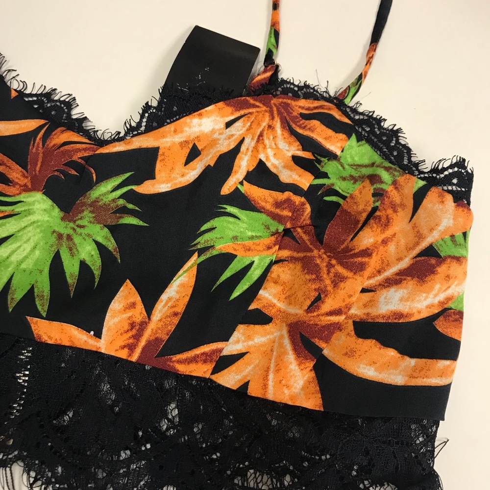 Tropical Print Lace Bralet